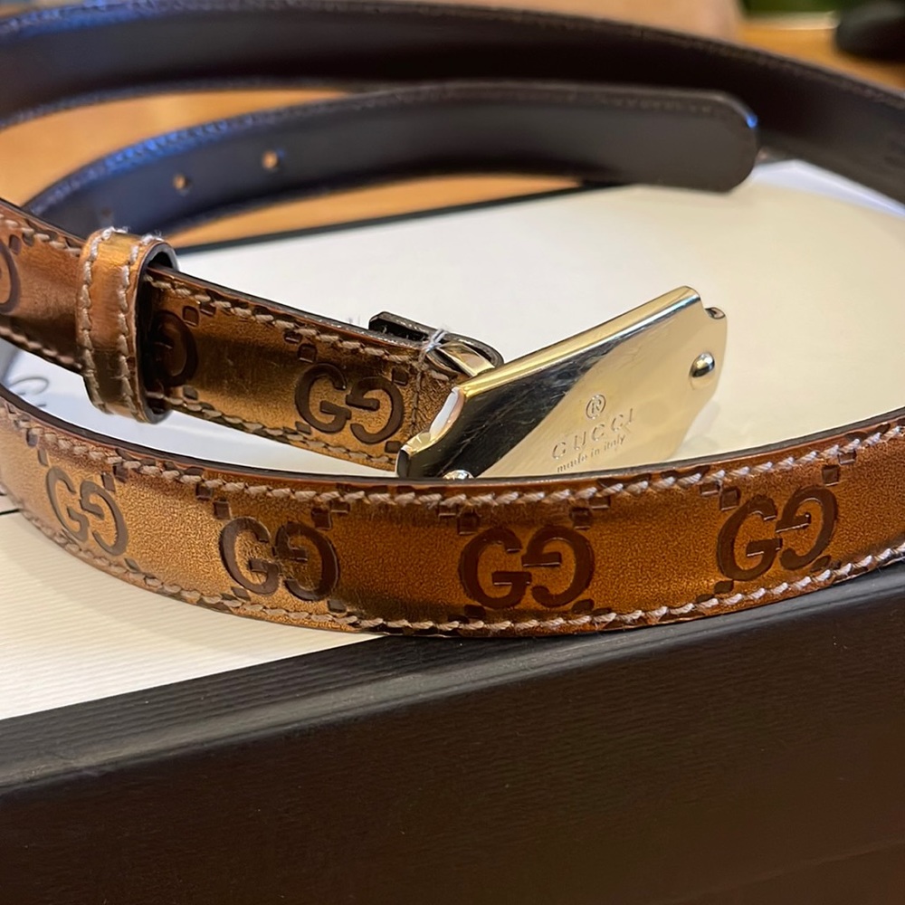 Vintage Gucci Bronze Metallic Belt (medium)